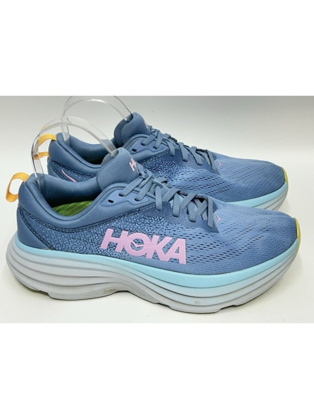HOKA One One Bondi 8 Women’s SIZE 9 B Shadow Dusk Blue Pink Running Shoes NICE
